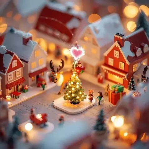 AI Video from prompt: Мультяшный рождественский город: забавные персон