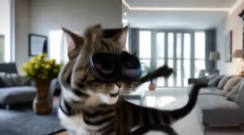 AI Video from prompt: 4K realistic video of a humanoid dark-striped ca