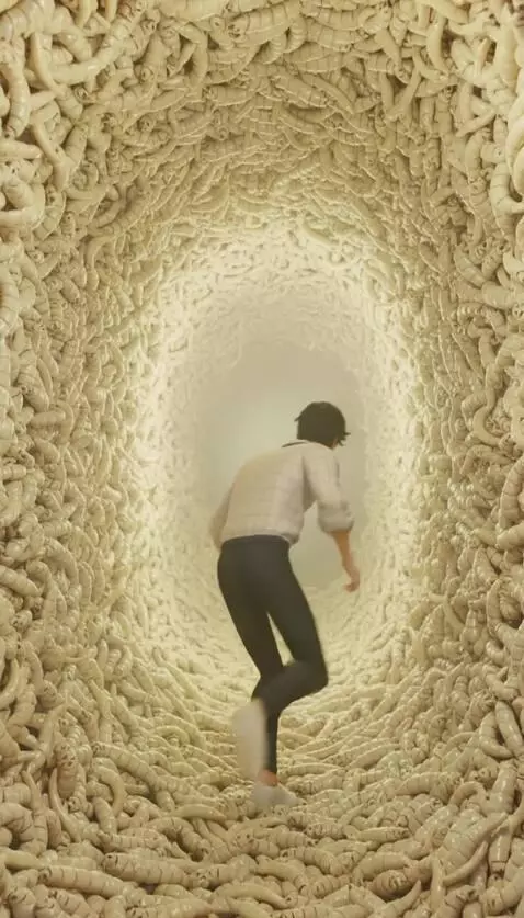 AI Video from prompt: Jinu stands facing the camera inside a cave made