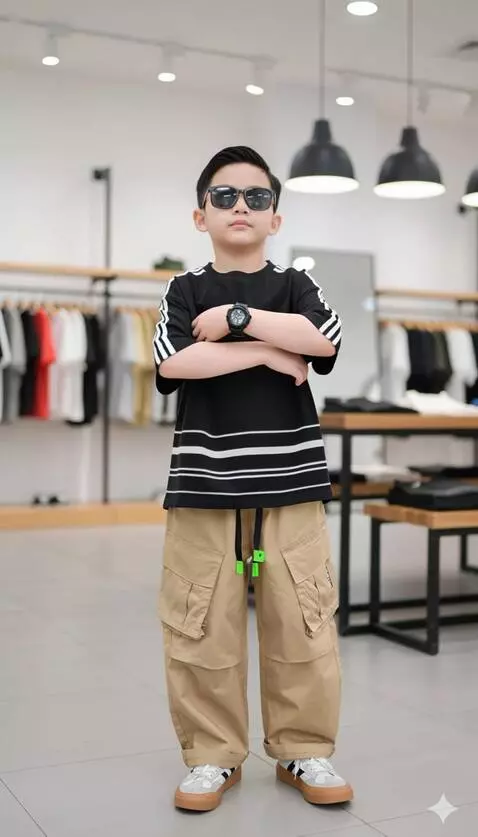 AI Video from prompt: Anak laki-laki tersebut menyilangkan tangan di d