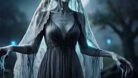 AI Video from prompt: A hauntingly beautiful banshee glides through a 