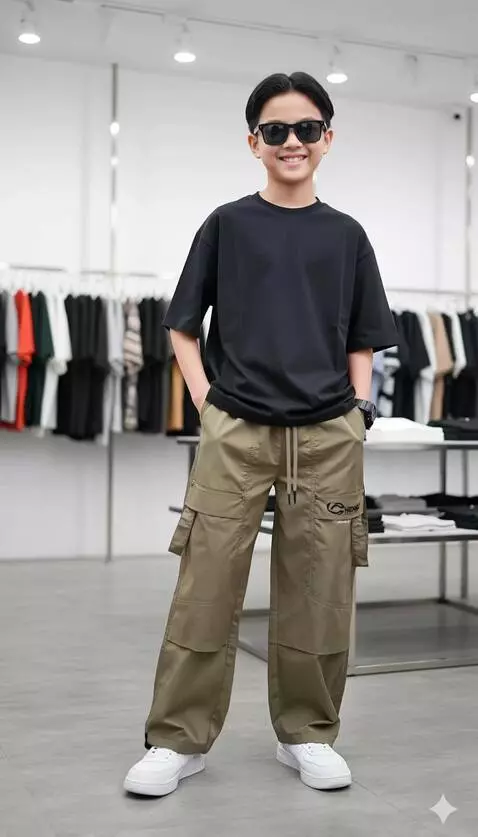 AI Video from prompt: Anak laki-laki tersebut sedikit senyum mempromos