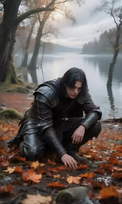 AI Video from prompt: The man slowly raises his head and stares intent