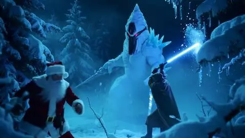 AI Video from prompt: страшно, жуть, хоррор ночь, зимний лес, дед моро