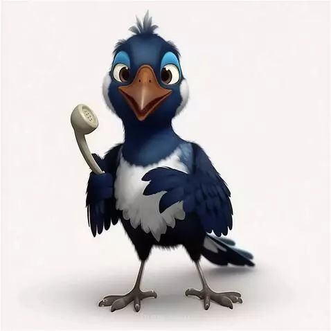 AI Video from prompt: белый фон, птица оператор связи разговаривает с 