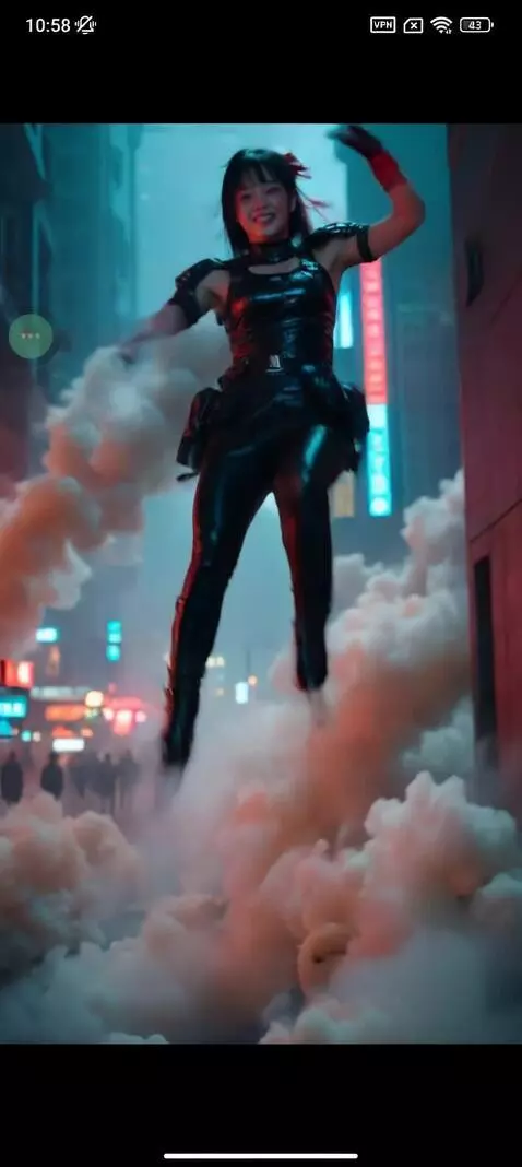 AI Video from prompt: Эпическая сцена ловкая героиня из фильмов ужасов