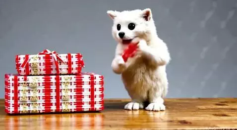 AI Video from prompt: дед мороз вытаскивает подарки из мешка  на стол 