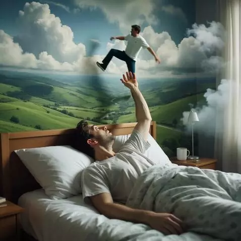 AI Video from prompt: (0-2 sec): FANTASY. Beautiful POV shot, jumping 