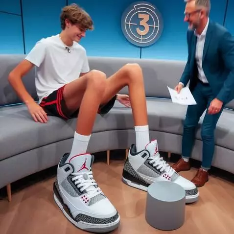 AI Video from prompt: Man go to the boy sneakers and hug each his snea