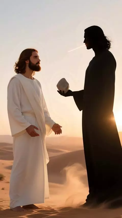 AI Video from prompt: "Cinematic 8K video showing Jesus responding wit