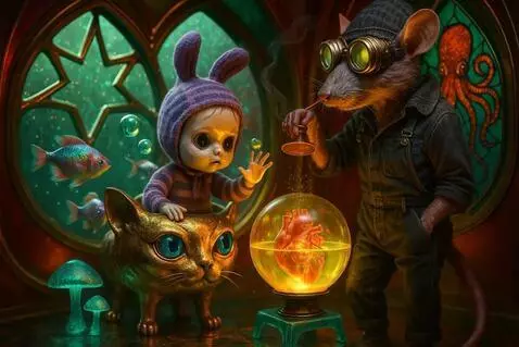 AI Video from prompt: The rat removes the stopper on the sphere. The h