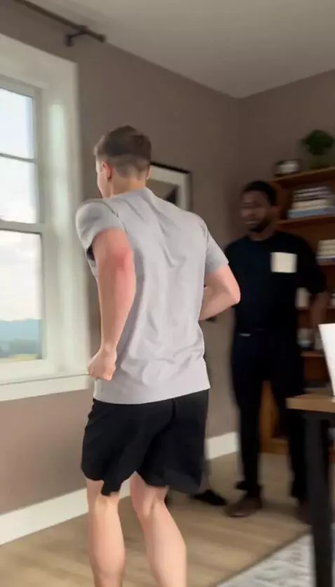 AI Video from prompt: He runs away from afro american guys and he jump