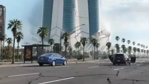 AI Video from prompt: A cinematic static scene.  City street. Backgrou