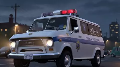 AI Video from prompt: **Начало:** Камерa смотрит на автозак "снизу вве