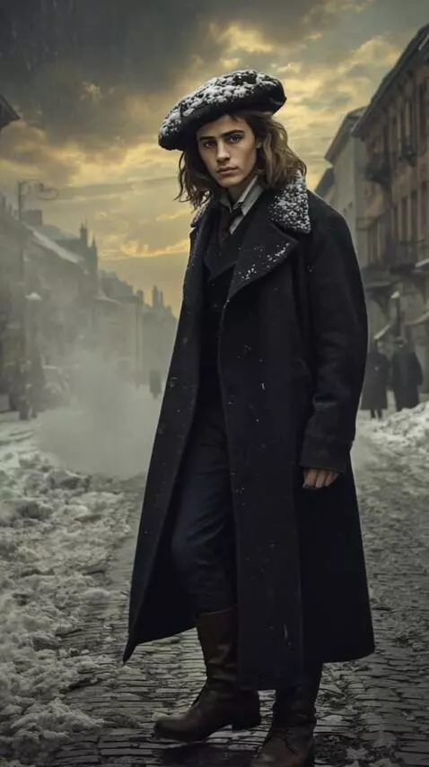 AI Video from prompt: A dark sky with golden clouds, a blizzard is rag