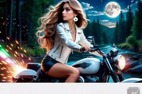 AI Video from prompt: Девушка едет быстро вперёд, на мотоцикле, волосы