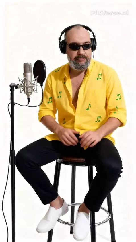 AI Video from prompt: Studio-style shooting. The camera pans back. A m