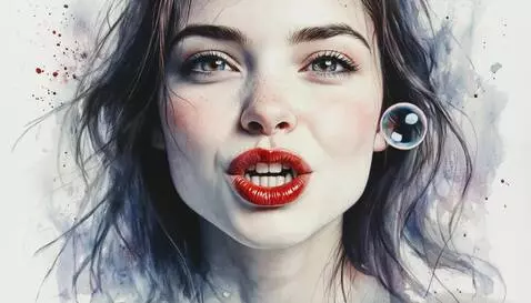 AI Video from prompt: девушка пускает мыльные пузыри