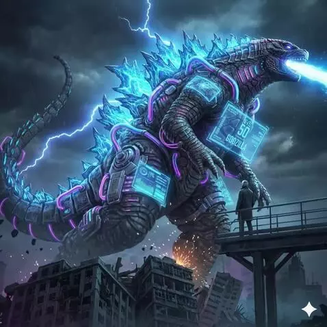 AI Video from prompt: сцена: Монстр глубины разрушает город стиль: фан