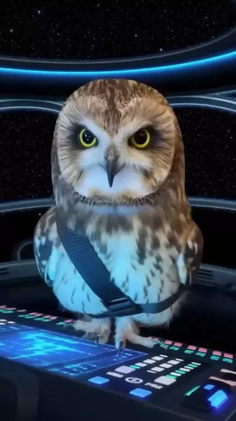 AI Video from prompt: Сова говорит: «Я сотру СПИД с лица Земли» и в ко