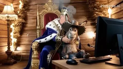 AI Video from prompt: A man on a throne gives a lot of instructions to