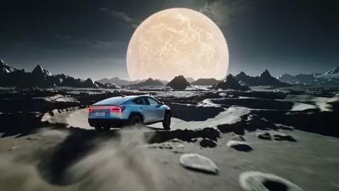 AI Video from prompt: In a futuristic scene, the Tesla Cybertruck perf