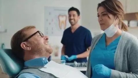 AI Video from prompt: A Perot is come to check up his teeth and dr ask