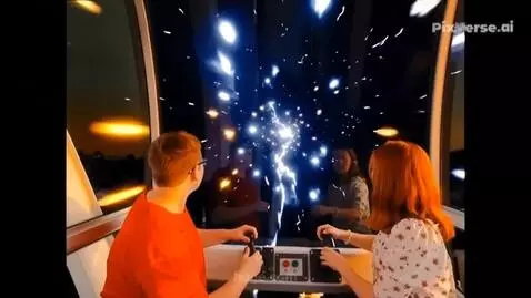 AI Video from prompt: Космический корабль с двумя детьми стремительно 