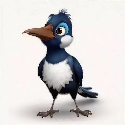 AI Video from prompt: белый фон птица внимательно слушает, моргает