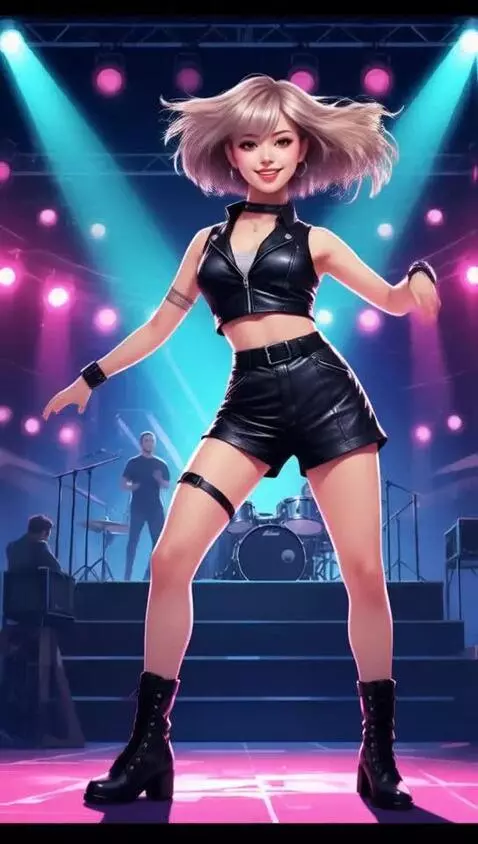 AI Video from prompt: Девушка на сцене танцует хип-хоп