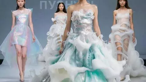 AI Video from prompt: девушки модели азиатской внешности на сером фоне