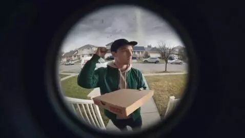 AI Video from prompt: A fisheye perspective is shown through the peeph