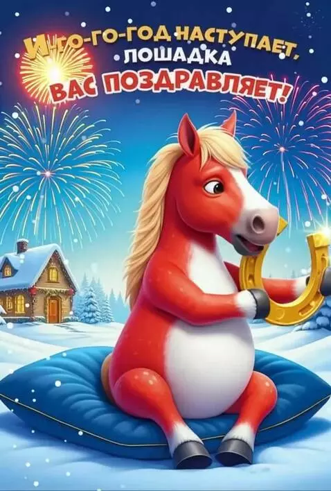 AI Video from prompt: Фейерверки, лошадь танцует и дарит подкову