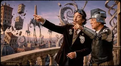 AI Video from prompt: Salvador Dali and Pablo Picasso, dressed in surr