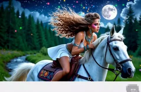 AI Video from prompt: Девушка скачет на лошади быстро, галопом, вперёд