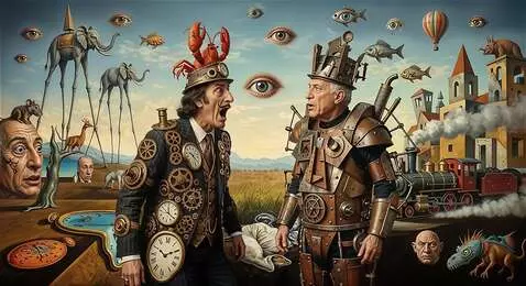 AI Video from prompt: Salvador Dali and Pablo Picasso, dressed in surr