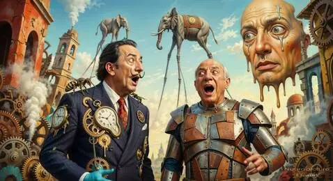 AI Video from prompt: Salvador Dali and Pablo Picasso, dressed in surr