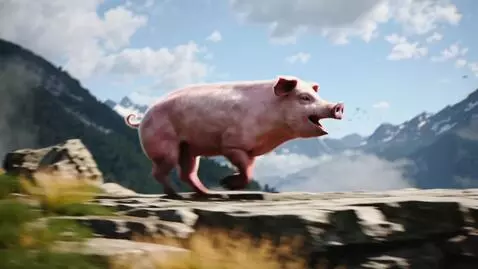 AI Video from prompt: Create for me a hilarious clip where a pig runs 