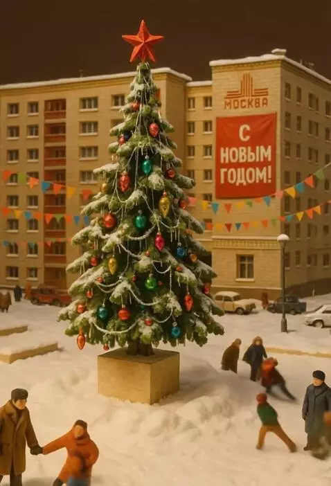 AI Video from prompt: «Камера медленно кружит вокруг высокой советской