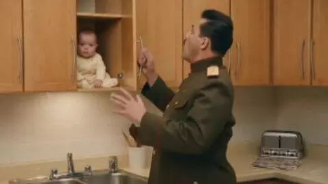 AI Video from prompt: A stern, over-the-top dictator from a fictional 