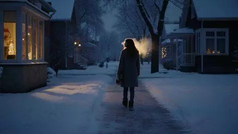 AI Video from prompt: Laura Love is standing outside her house in a sn