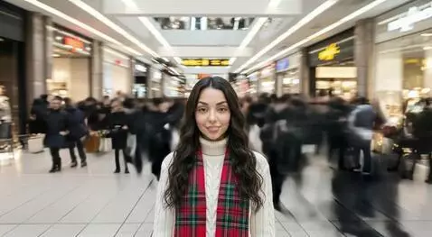 AI Video from prompt: Laura Love is videoed at the mall and she is sta