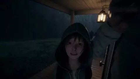 AI Video from prompt: Duration 00:08. Stormy night on a rural porch. M