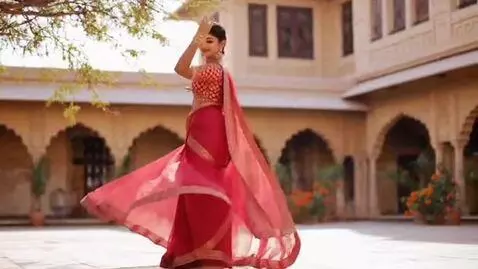 AI Video from prompt: Beautiful woman wearing saree and dancing