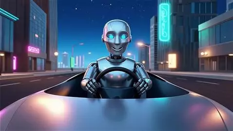AI Video from prompt: robot driving a car