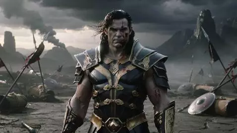 AI Video from prompt: A cinematic, realistic portrayal of the god Ares