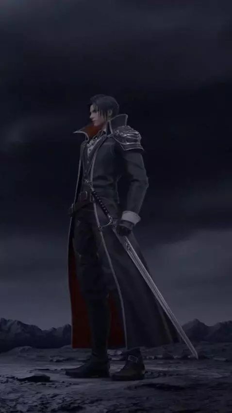 AI Video from prompt: A static character, full body, standing in a dar