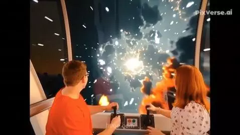 AI Video from prompt: The spaceship quickly exits warp and comes to a 