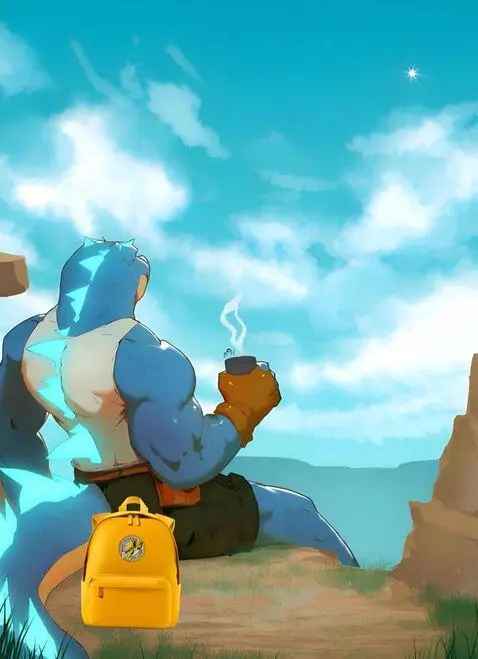 AI Video from prompt: Alligator dude setting looking around enjoying t