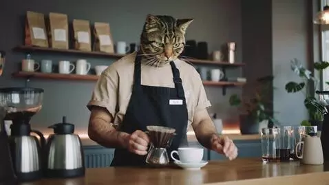 AI Video from prompt: Ultra‑realistic video inside a cozy modern coffe